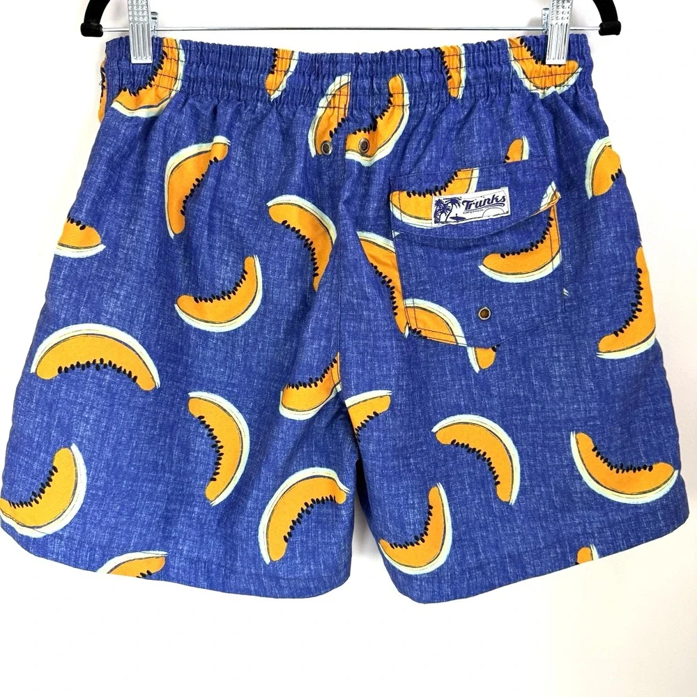 Trunks Surf & Swim Men's Blue Papaya Print Swim Trunks Size L Board‎ Shorts